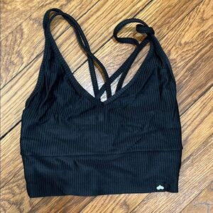 Booty by Brabants Black Ribbed Bra with Crossback Straps